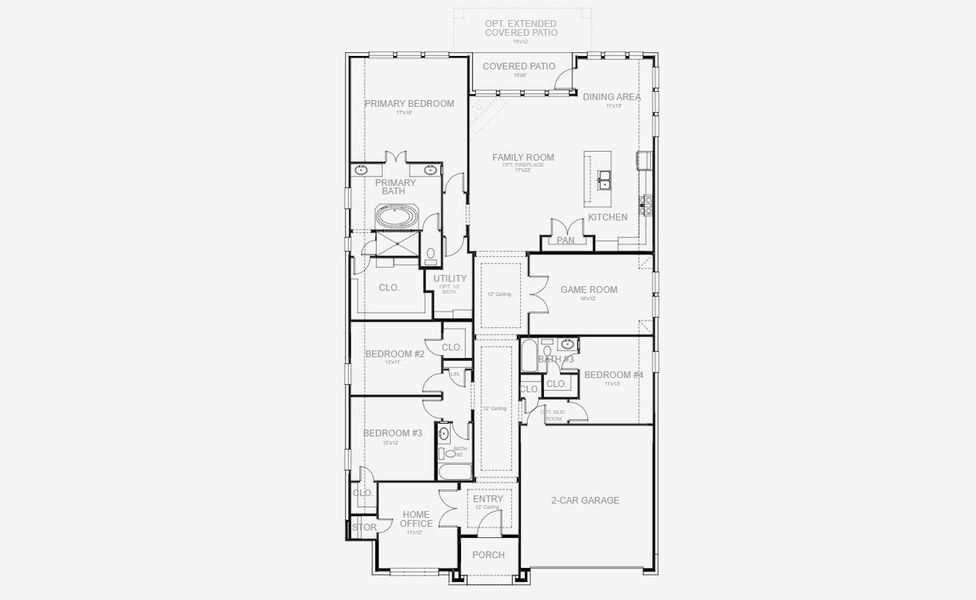 2D floor plan layout for the 2737M by Perry Homes in Hidden Canyon 55', San Antonio, TX (Image 3). 2D floor plan layout for the 2737M by Perry Homes in Hidden Canyon 55', San Antonio, TX (Image 3).