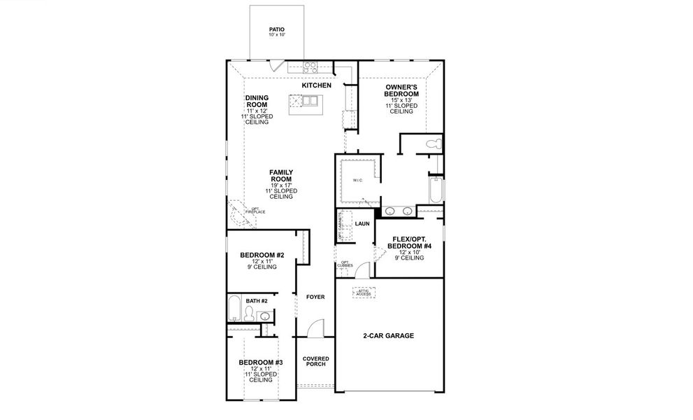 2D floor plan layout for the Acadia by M/I Homes in Lily Creek at Sutton Fields, Aubrey, TX (Image 3). 2D floor plan layout for the Acadia by M/I Homes in Lily Creek at Sutton Fields, Aubrey, TX (Image 3).
