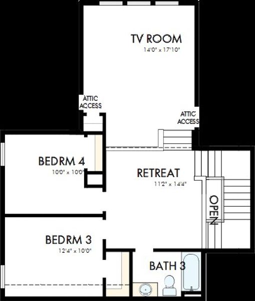 2D floor plan layout of this home in Windsong - Reserve Series, Boerne, TX (Image 3).