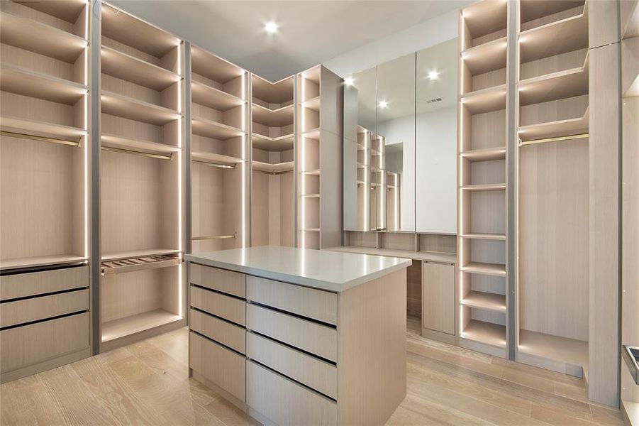 Spacious closet with light wood-type flooring