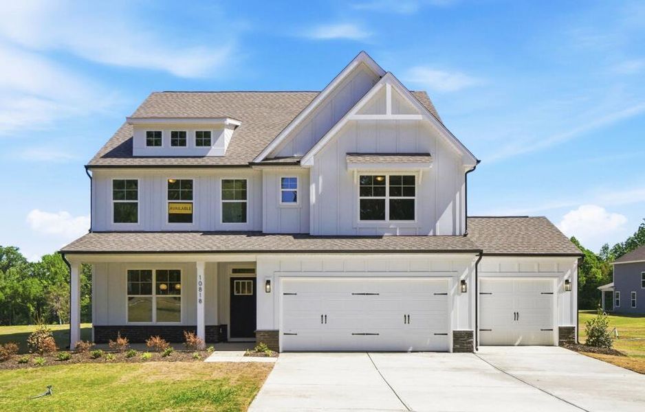 Front exterior of a new home in Chasewood, Mint Hill, NC, highlighting curb appeal (Image 2).