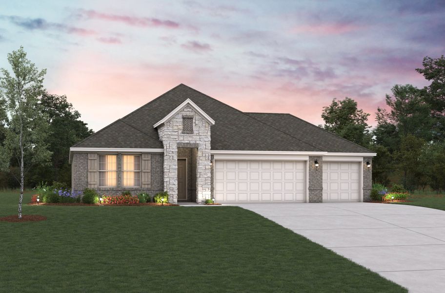 Representative exterior photo of a completed home built from the Carson by Beazer Homes in Woodcreek, Fate, TX (Image 8). Representative exterior photo of a completed home built from the Carson by Beazer Homes in Woodcreek, Fate, TX (Image 8).