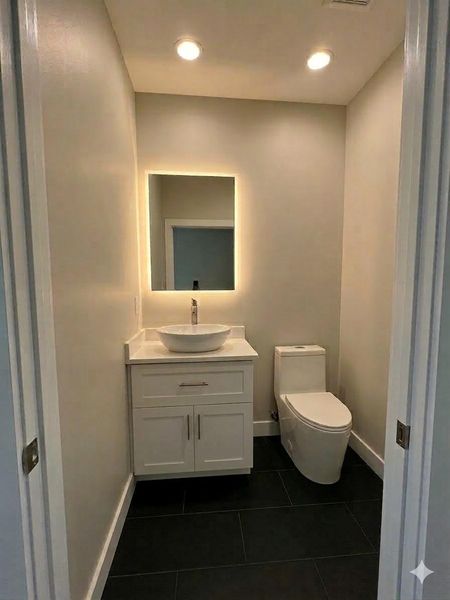 this is a rendering of the downstairs half bathroom this is a rendering of the downstairs half bathroom