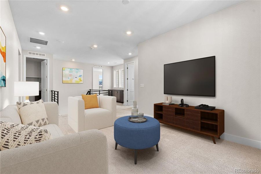 Furnished interior view inside a new home in Storytellers at Lyric, Lone Tree (Image 29).
