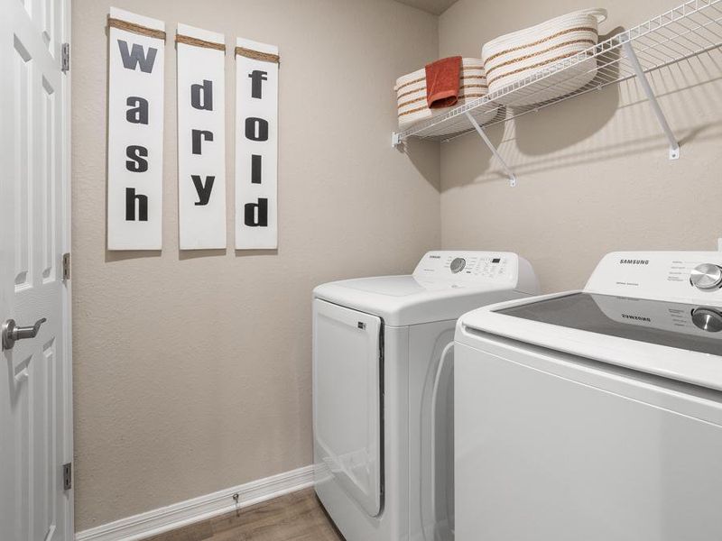 Your dedicated laundry room is conveniently located upstairs near the bedrooms - Mariposa townhome by Highland Homes