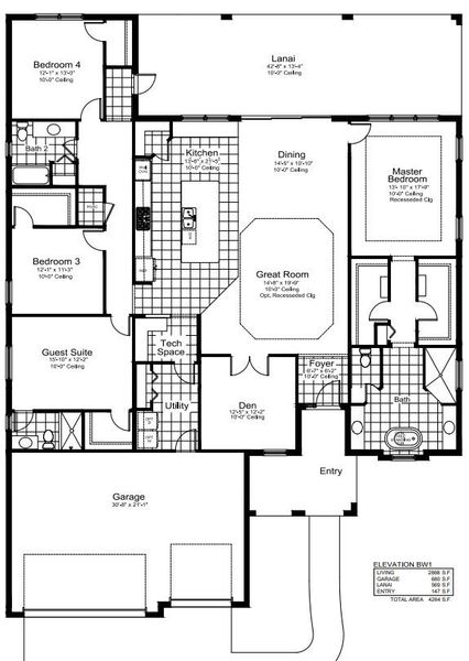 2D floor plan layout for the Savannah 2 by Neal Communities in SkySail, Naples, FL (Image 5).