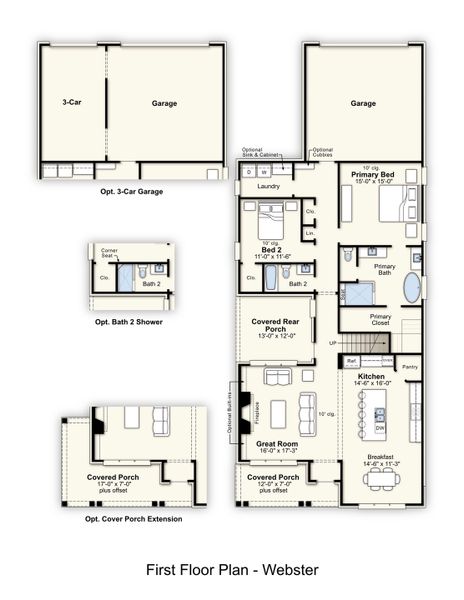 2D floor plan layout for the Webster by Grant & Co in Union Depot, Bartlett, TN (Image 3).