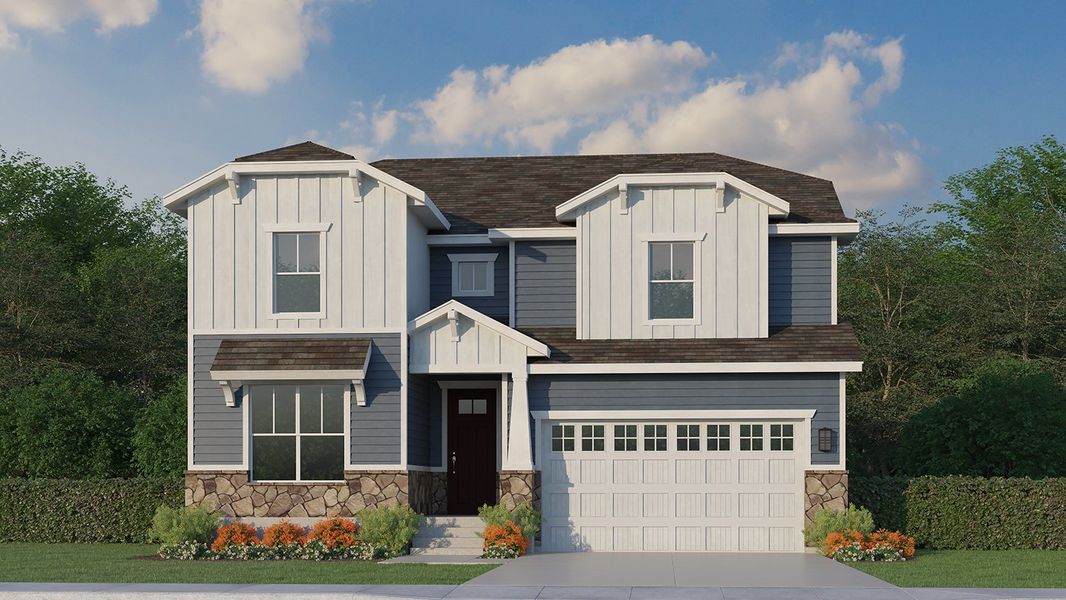 Plan C427 Elevation B with Manufactured Stone