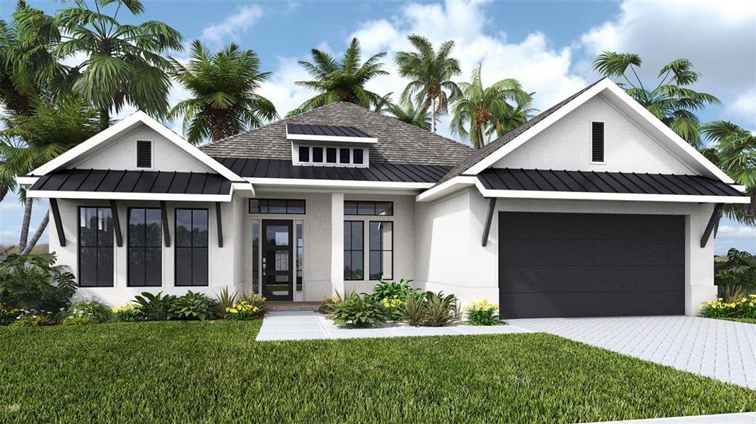 Front exterior of a new home in Southern Hills 65', Brooksville, FL, highlighting curb appeal (Image 1). Front exterior of a new home in Southern Hills 65', Brooksville, FL, highlighting curb appeal (Image 1).