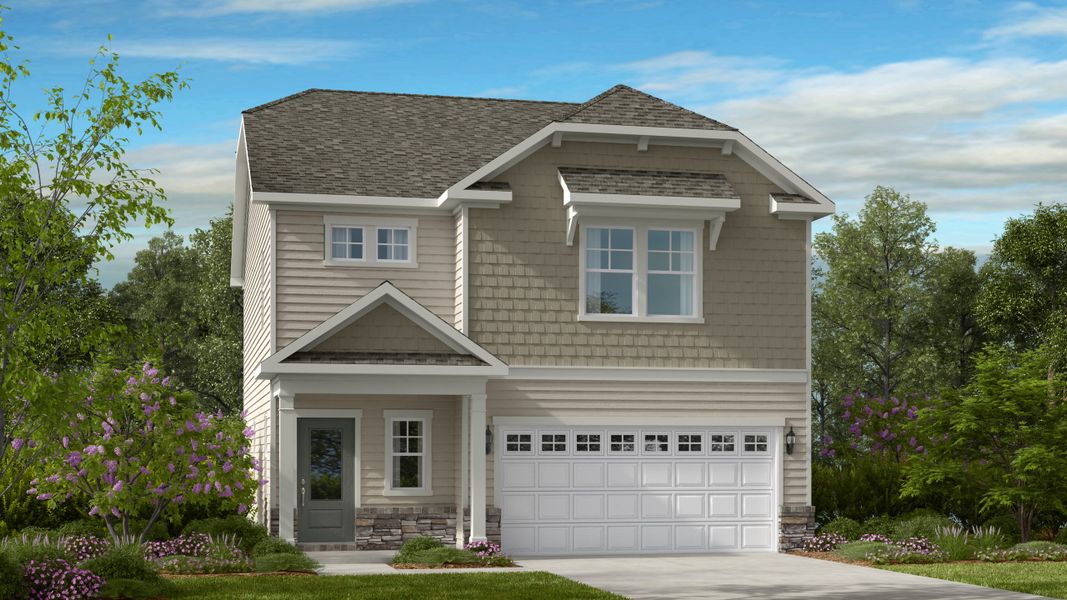 Front exterior of a new home in Eagle Trace, Wendell, NC, highlighting curb appeal (Image 1). Front exterior of a new home in Eagle Trace, Wendell, NC, highlighting curb appeal (Image 1).