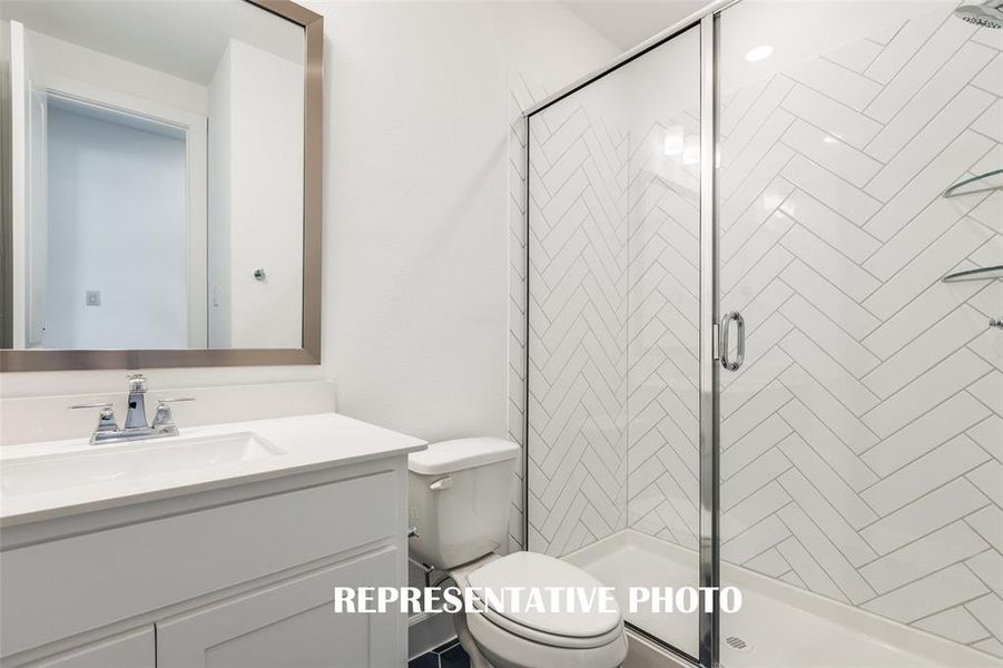 Guests will love the beautiful secondary baths in this lovely home.  REPRESENTATIVE PHOTO