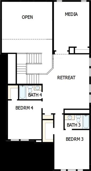 2D floor plan layout of this home in Pecan Square – Classics, Northlake, TX (Image 3). 2D floor plan layout of this home in Pecan Square – Classics, Northlake, TX (Image 3).