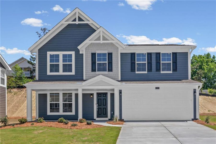 Front exterior of a new home in Sage Woods, Dallas, GA, highlighting curb appeal (Image 20).