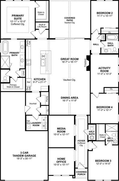 2D floor plan layout of this home in Timberbrook, Justin, TX (Image 3).