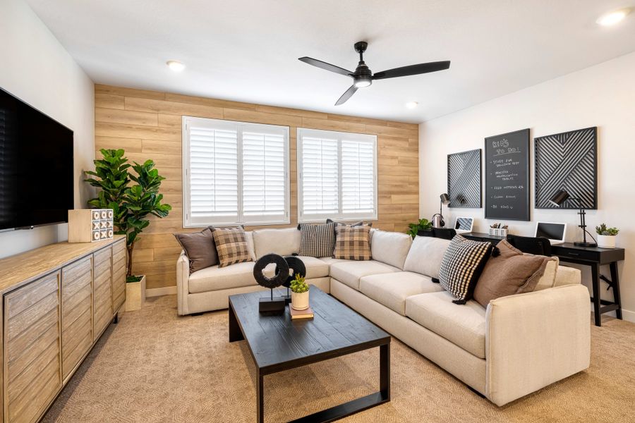 Representative furnished interior of a home built from the Ventana Plan 4507 by Tri Pointe Homes in Waterston Central, Gilbert (Image 11).