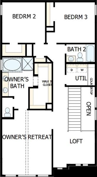 2D floor plan layout of this home in Double Creek Crossing – Craftsman Series, Round Rock, TX (Image 4).