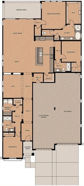 2D floor plan layout for the Lincoln Beach by Fulton Homes in North Shore, Litchfield Park, AZ (Image 3).