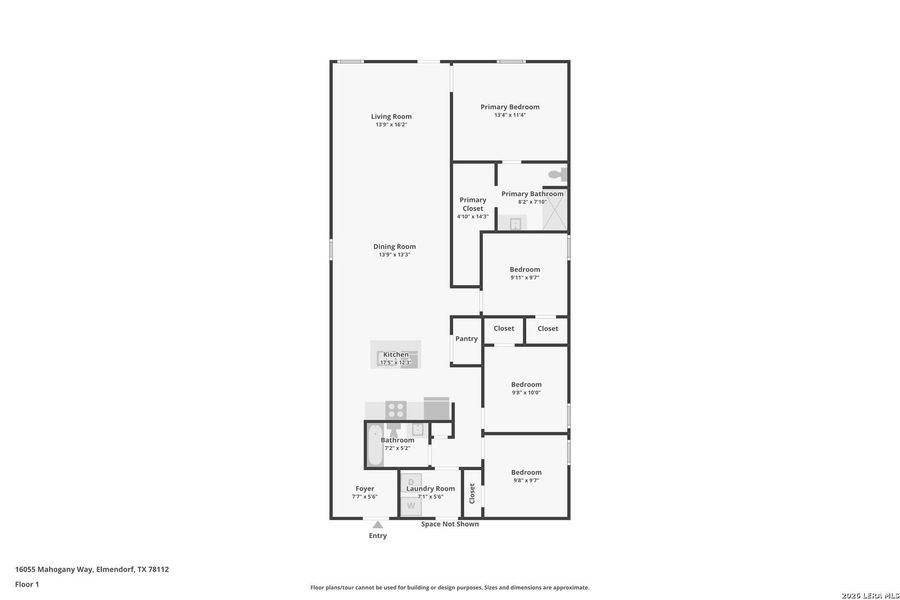 2D floor plan layout of this home in Hickory Ridge, Elmendorf, TX (Image 4).