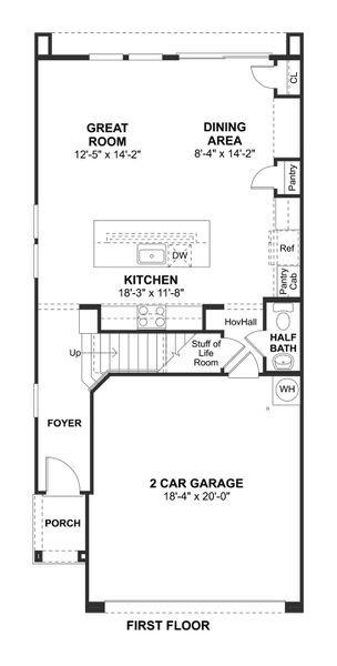 2D floor plan layout for the Marietta II by K. Hovnanian® Homes in Urban at South Mountain, Phoenix, AZ (Image 3).