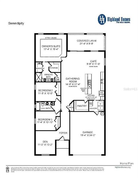 2D floor plan layout of this home in Aviary at Rutland Ranch, Parrish, FL (Image 2).