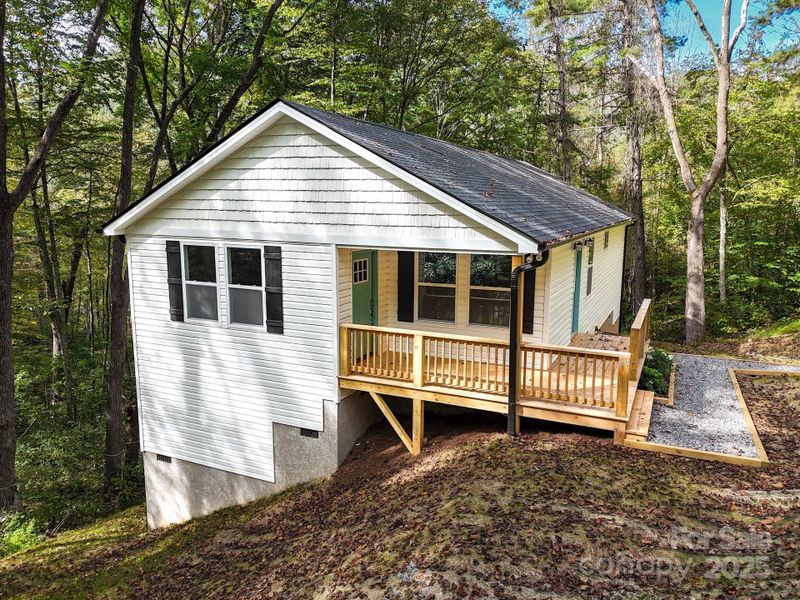 Exterior details and patio area of a home in , Asheville (Image 26).