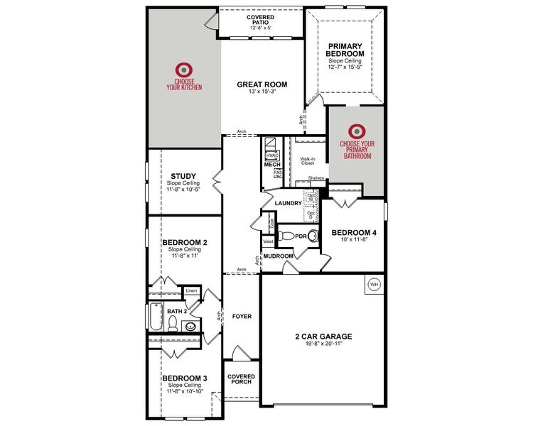 2D floor plan layout for the Magnolia by Beazer Homes in Goodland: Overlook 60', Midlothian, TX (Image 4).