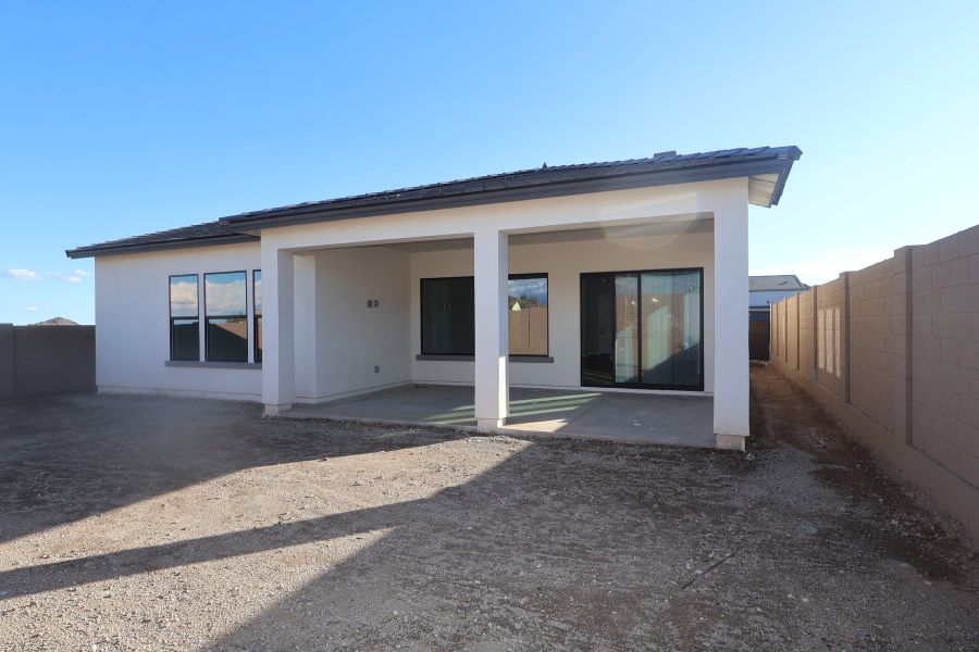 Exterior details and patio area of a home in Skyline at Verrado Regent Hills, Buckeye (Image 3).