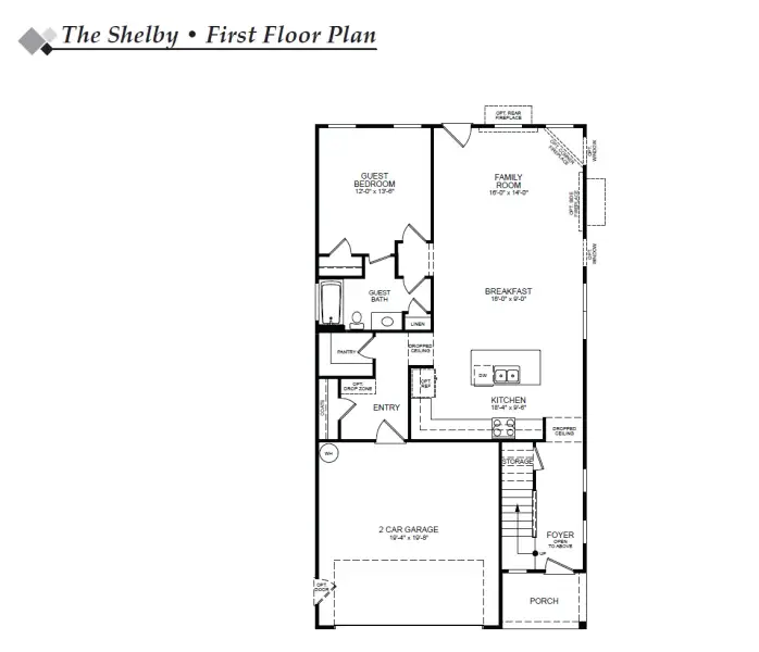 2D floor plan layout for the Shelby by Eastwood Homes in The Grove at Bratton Park, York, SC (Image 3).