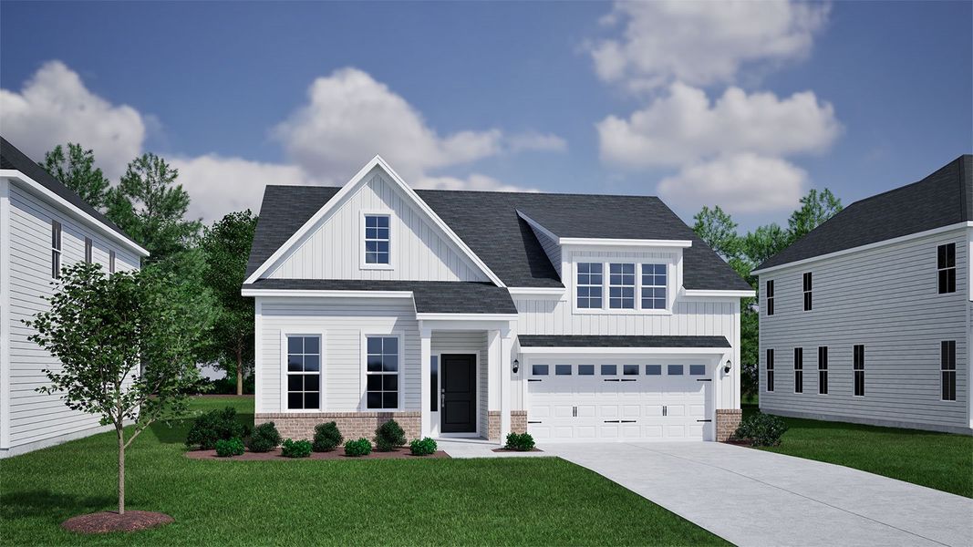 Representative exterior photo of a completed home built from the Cary - Vanguard Collection by Mungo Homes in Cottages at Lake Emory, Inman, SC (Image 4).