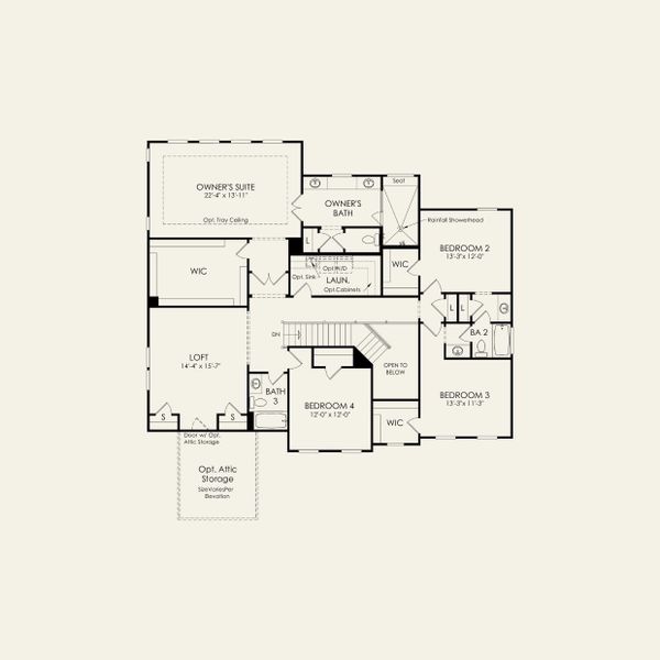 2D floor plan layout for the Worthington by Pulte Homes in The Retreat at Carolina Ridge, Harrisburg, NC (Image 23).