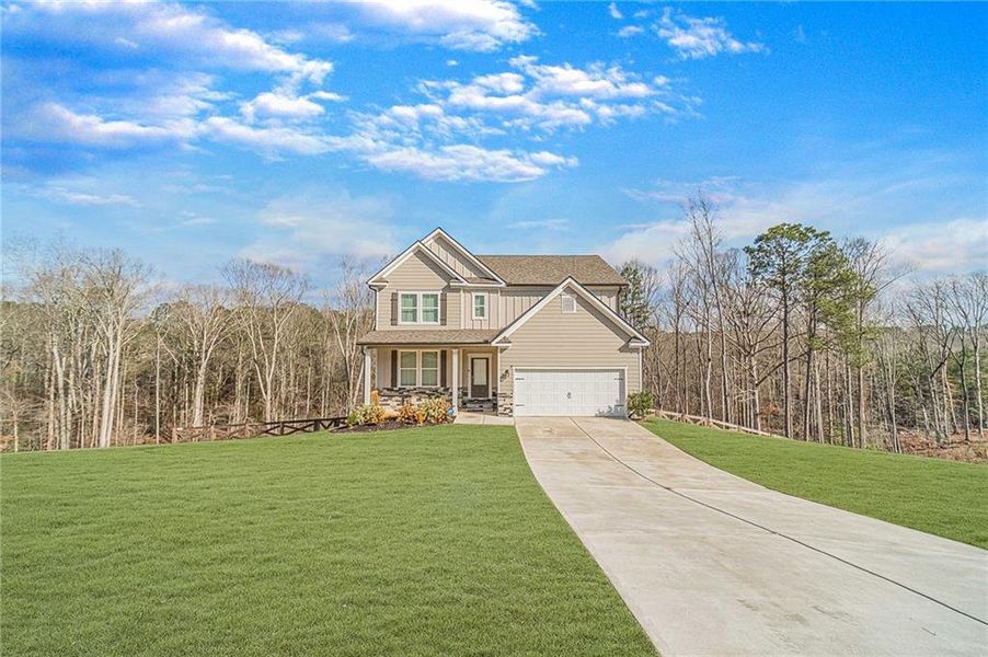Front exterior of a new home in Alcovy Estates, Monroe, GA, highlighting curb appeal (Image 28).