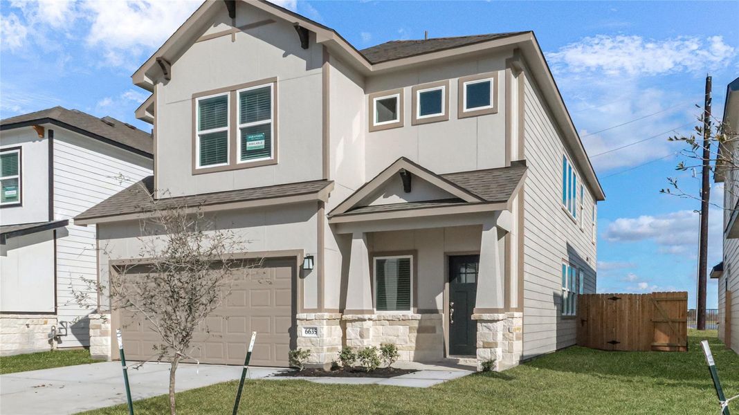 Front exterior of a new home in , Rosharon, TX, highlighting curb appeal (Image 18).