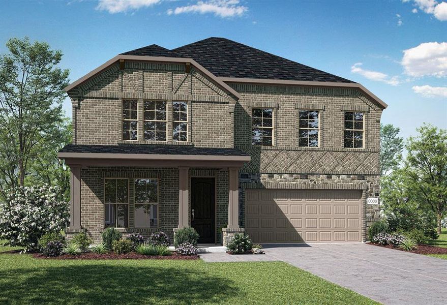 Front exterior of a new home in Discovery Collection at View at the Reserve, Mansfield, TX, highlighting curb appeal (Image 8).