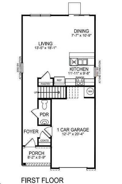 2D floor plan layout for the Mitchell by D.R. Horton in Shepherd's Farm, Mooresville, NC (Image 2).