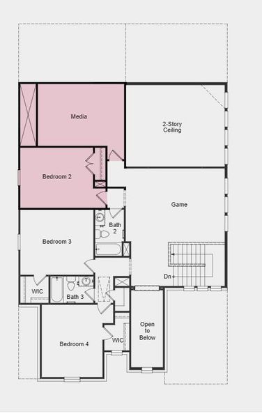 Additional Highlights Include: Study in place of flex, downstairs bedroom and full bathroom in place of tandem garage, slide-in tub at primary bath, and media room.