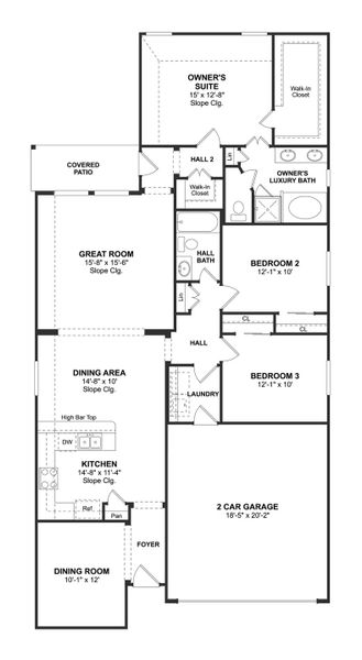 2D floor plan layout for the Fairbanks by K. Hovnanian® Homes in Oakwood Estates, Waller, TX (Image 3). 2D floor plan layout for the Fairbanks by K. Hovnanian® Homes in Oakwood Estates, Waller, TX (Image 3).