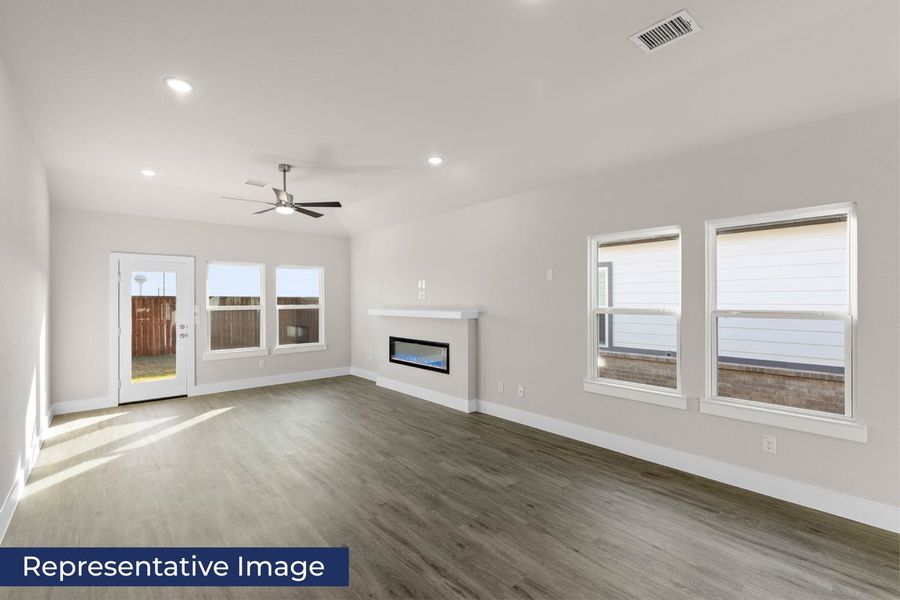 Representative unfurnished interior of a home built from the Carter Select FS by First Texas Homes in Westside Preserve, Midlothian (Image 10). Representative unfurnished interior of a home built from the Carter Select FS by First Texas Homes in Westside Preserve, Midlothian (Image 10).