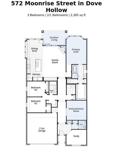 2D floor plan layout of this home in Dove Hollow, Waxahachie, TX (Image 3).