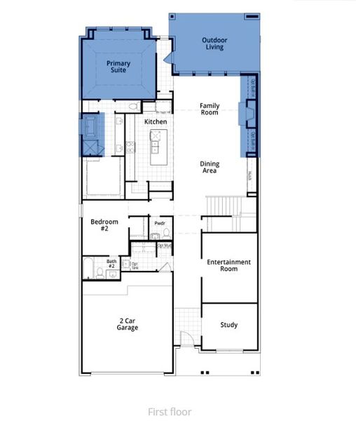 2D floor plan layout of this home in Sandbrock Ranch: 50ft. lots, Aubrey, TX (Image 2).