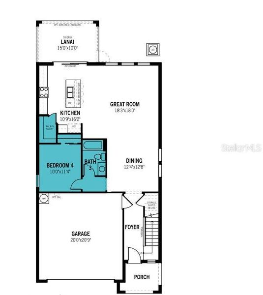 2D floor plan layout of this home in Crosswind Ranch, Parrish, FL (Image 4).