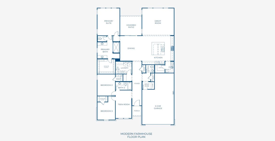 2D floor plan layout for the 5001 by Risewell Homes in Bluff Haven, Georgetown, TX (Image 3).
