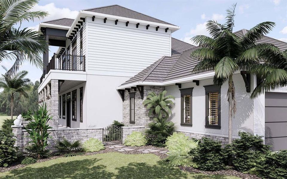 Exterior details and patio area of a home in , Myakka City (Image 16).