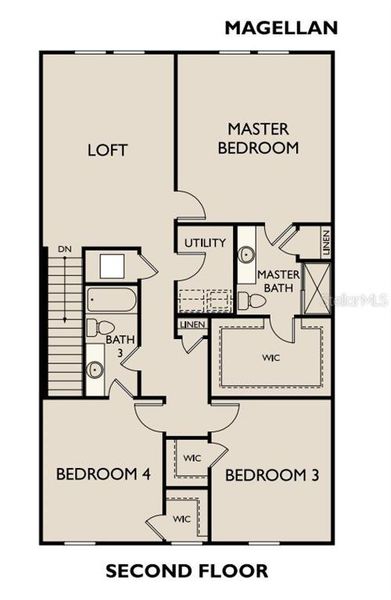2D floor plan layout of this home in Oakfield Lakes, Parrish, FL (Image 3).
