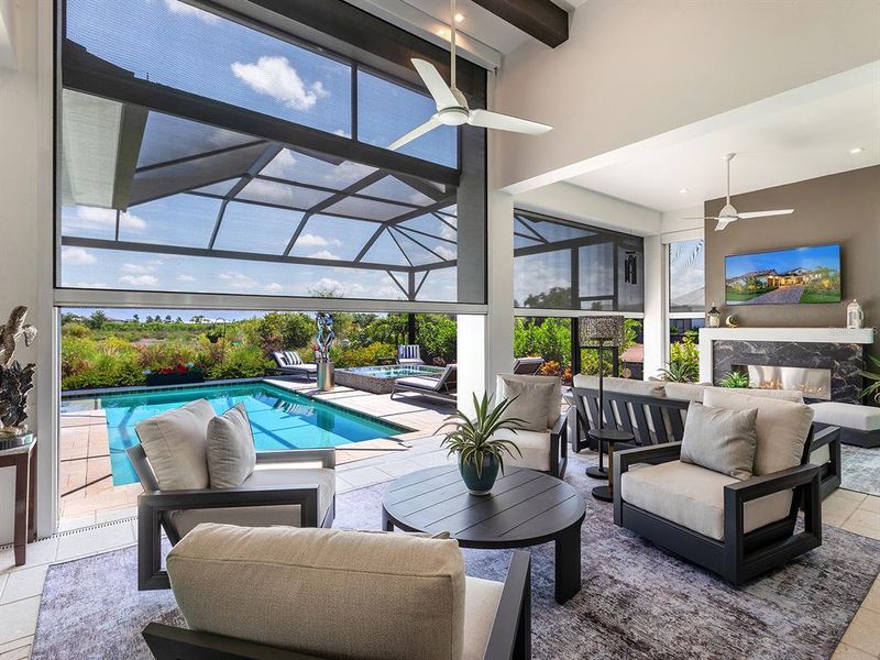 Exterior details and patio area of a home in Wild Blue at Waterside, Sarasota (Image 34). Exterior details and patio area of a home in Wild Blue at Waterside, Sarasota (Image 34).