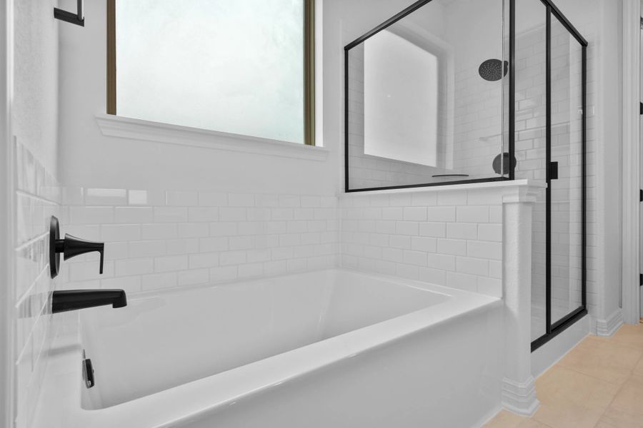 Separate tub and shower for relaxing mornings spent at home.