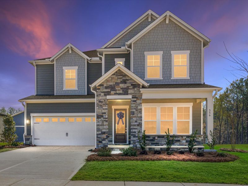 Front exterior of a new home in Hardy Pond, Rock Hill, SC, highlighting curb appeal (Image 2). Front exterior of a new home in Hardy Pond, Rock Hill, SC, highlighting curb appeal (Image 2).