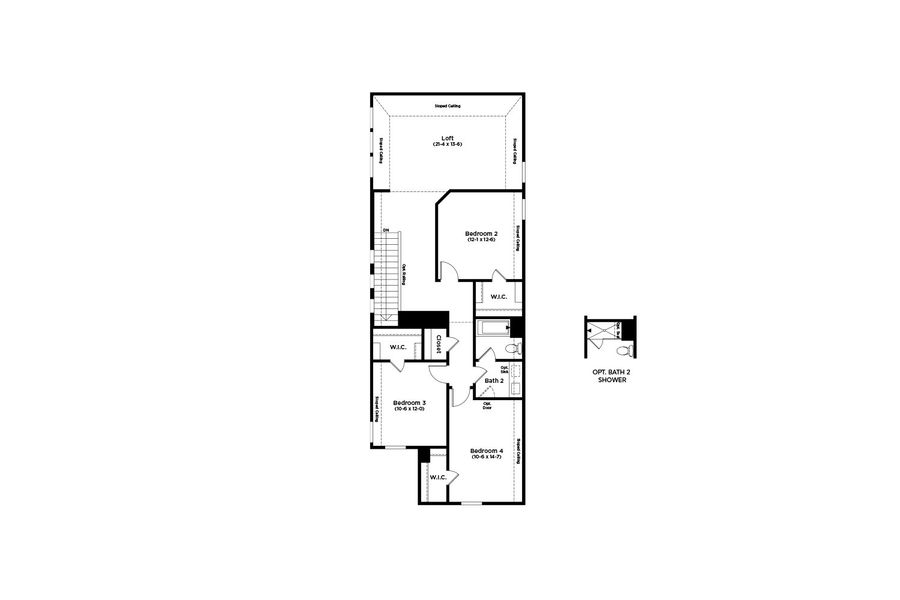 2D floor plan layout for the White Rock by DRB Homes in Spring Creek, Taylor, TX (Image 4).