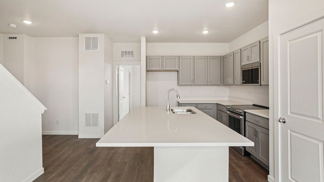 Furnished interior view inside a new home in Windler Townhomes, Aurora (Image 12). Furnished interior view inside a new home in Windler Townhomes, Aurora (Image 12).