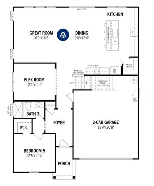 2D floor plan layout for the Sequoia by Mattamy Homes in Clarabella, Fuquay Varina, NC (Image 3).