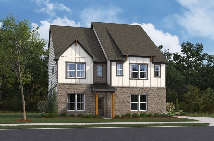 Representative exterior photo of a completed home built from the Riverside by Beazer Homes in Acacia, Cumming, GA (Image 2). Representative exterior photo of a completed home built from the Riverside by Beazer Homes in Acacia, Cumming, GA (Image 2).